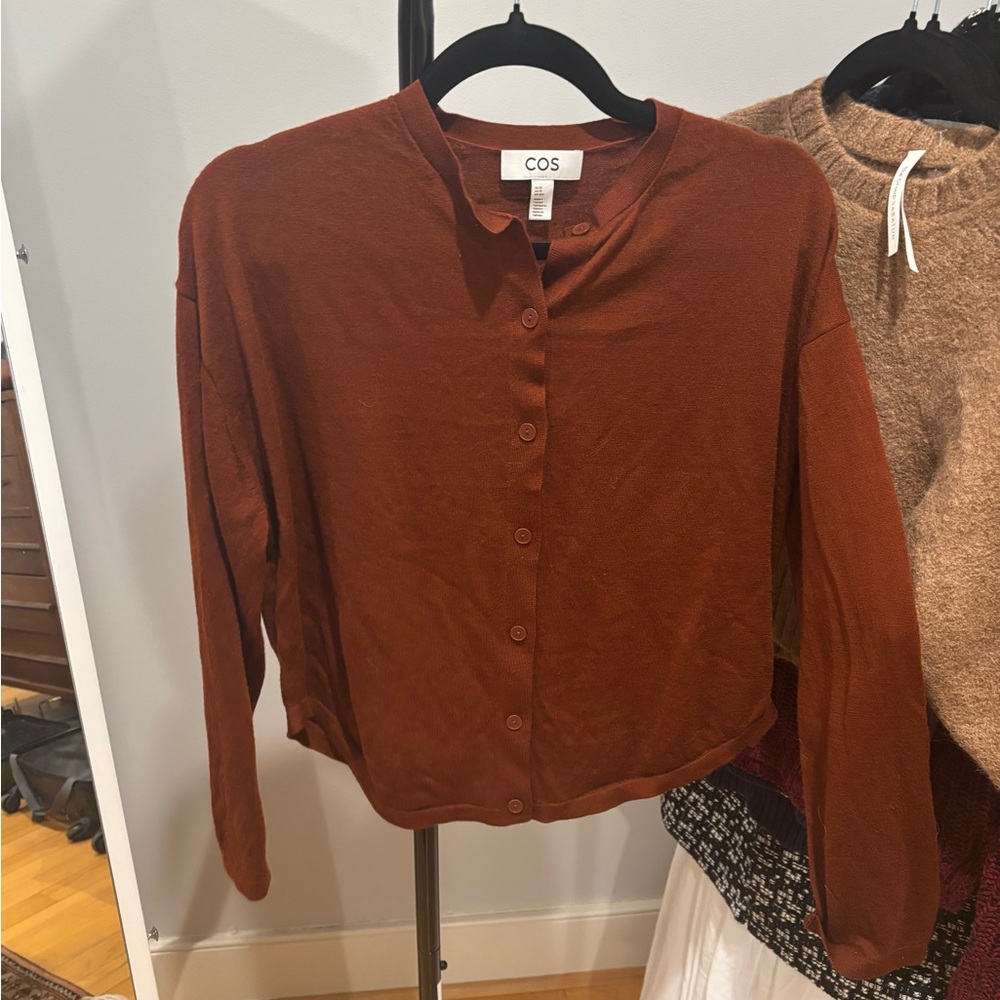 COS Rust Button-Down Lightweight Wool Cardigan - image 1